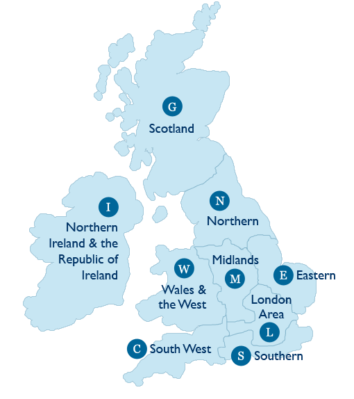 Regional map of the United Kingdom